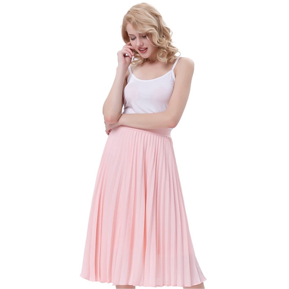 High waisted pleated swing dress